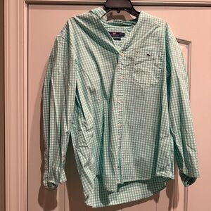 Green Gingham Button-Up Shirt